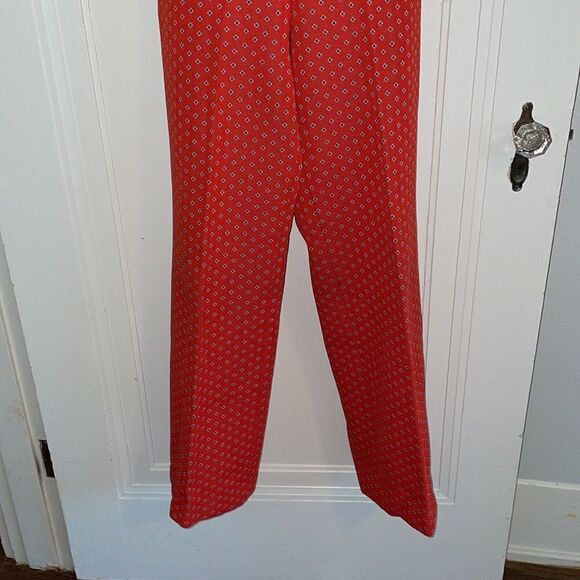 Vtg 70s Queen Casual red double knit polyester wide leg pull on pants - Picture 4 of 8
